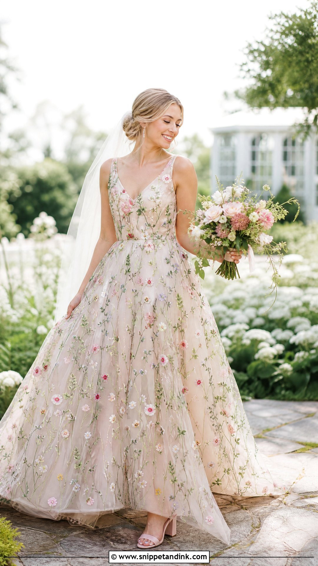 Floral Wedding Dress - Snippet and Ink - 20 Wedding Dresses Not White Colour
