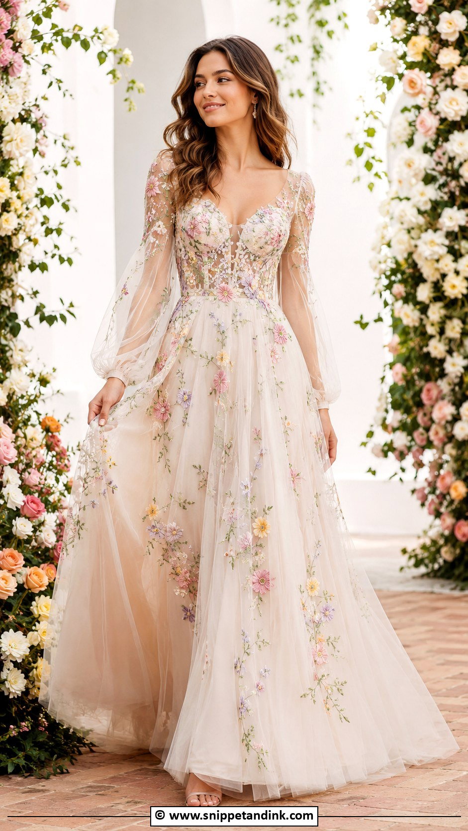 Floral Wedding Dress - Snippet and Ink - 30 Colored Wedding Dresses