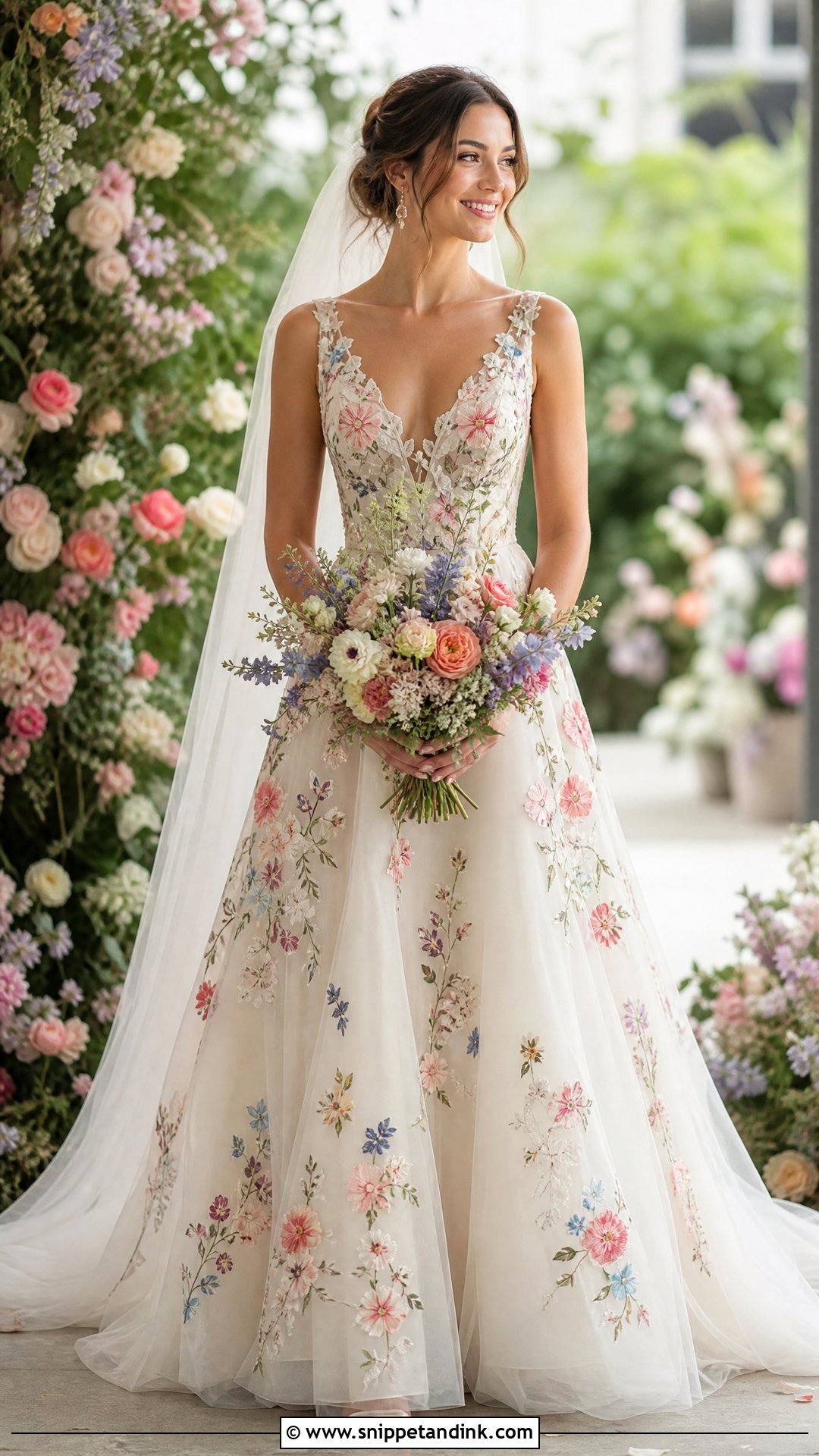 Floral Wedding Dress - Snippet and Ink - 25 Colored Wedding Dress Ideas