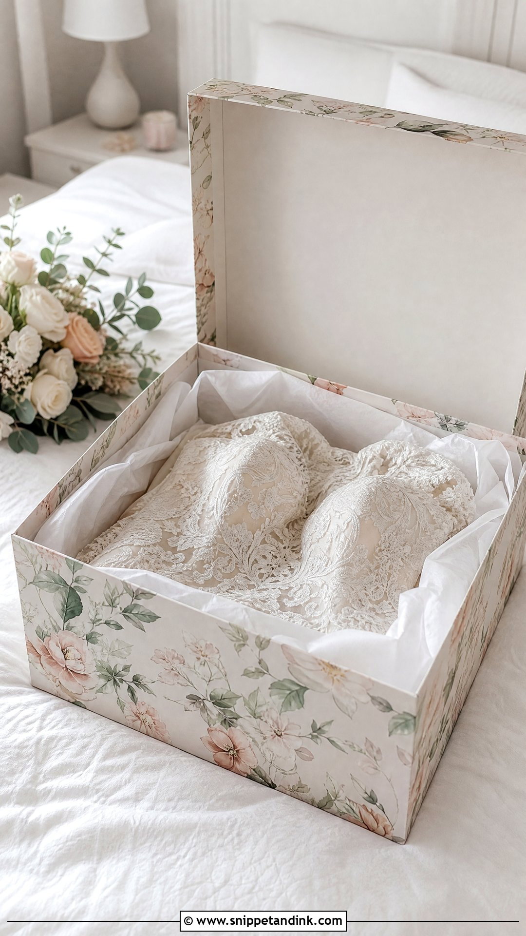 Floral Wedding Dress Box - Snippet and Ink - 20 Wedding Dress Box Ideas
