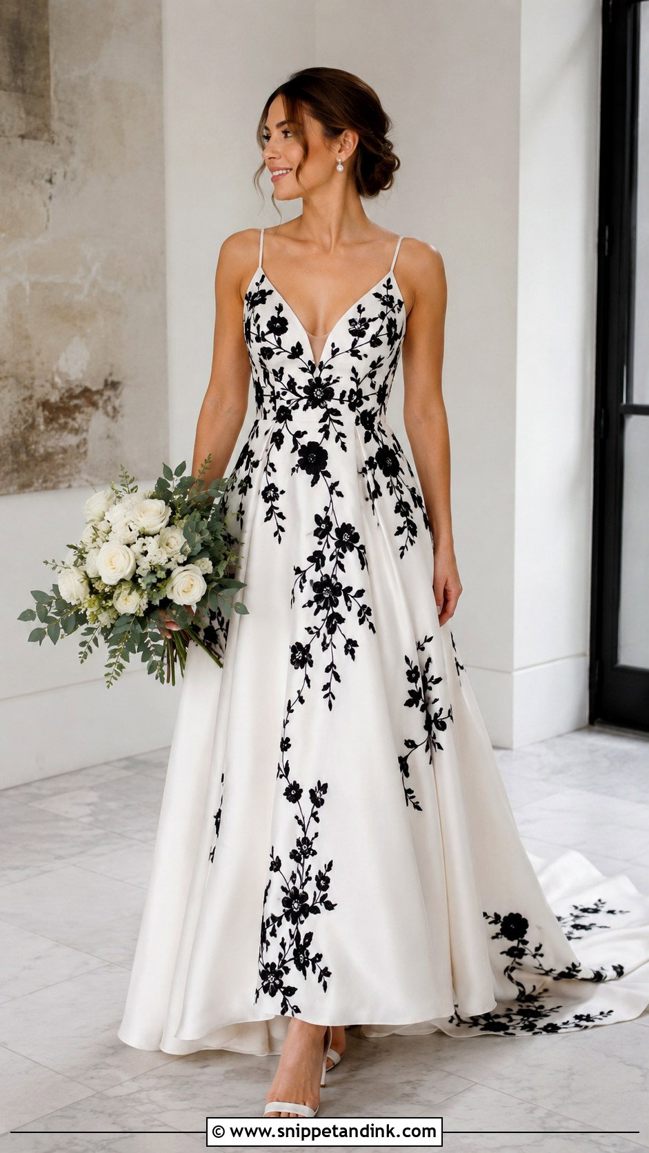 Floral Wedding Dress With Black Flowers - Snippet and Ink - 25 Wedding Dresses with Flowers