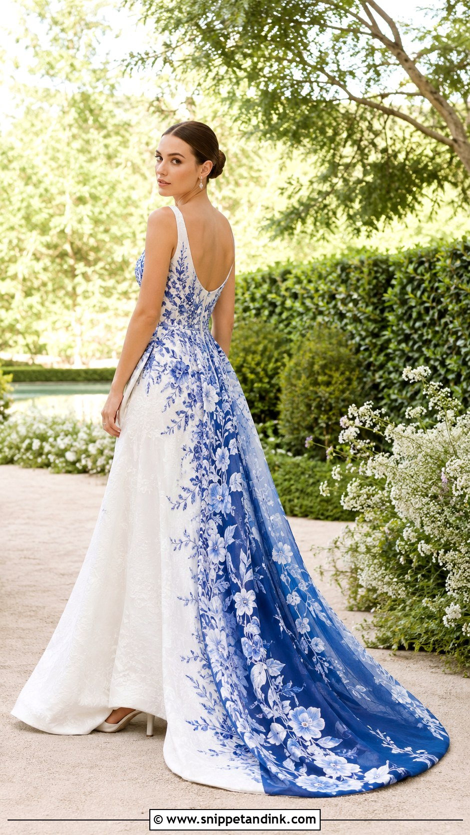 Floral Wedding Dress With Blue Train - Snippet and Ink - 25 Wedding Dress with Blue Accents Ideas