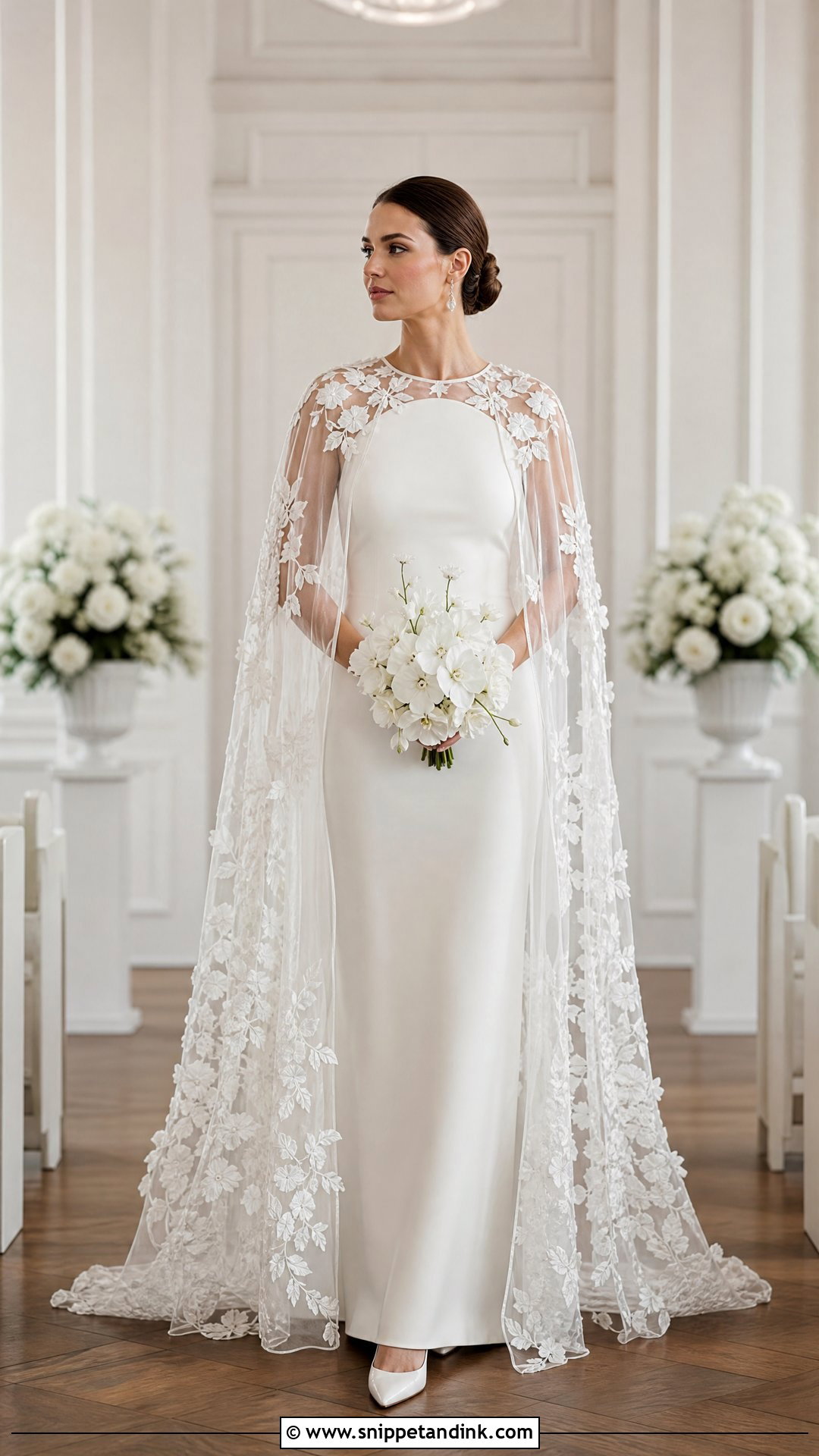 Floral Wedding Dress With Cape - Snippet and Ink - 20 Flower Wedding Dresses