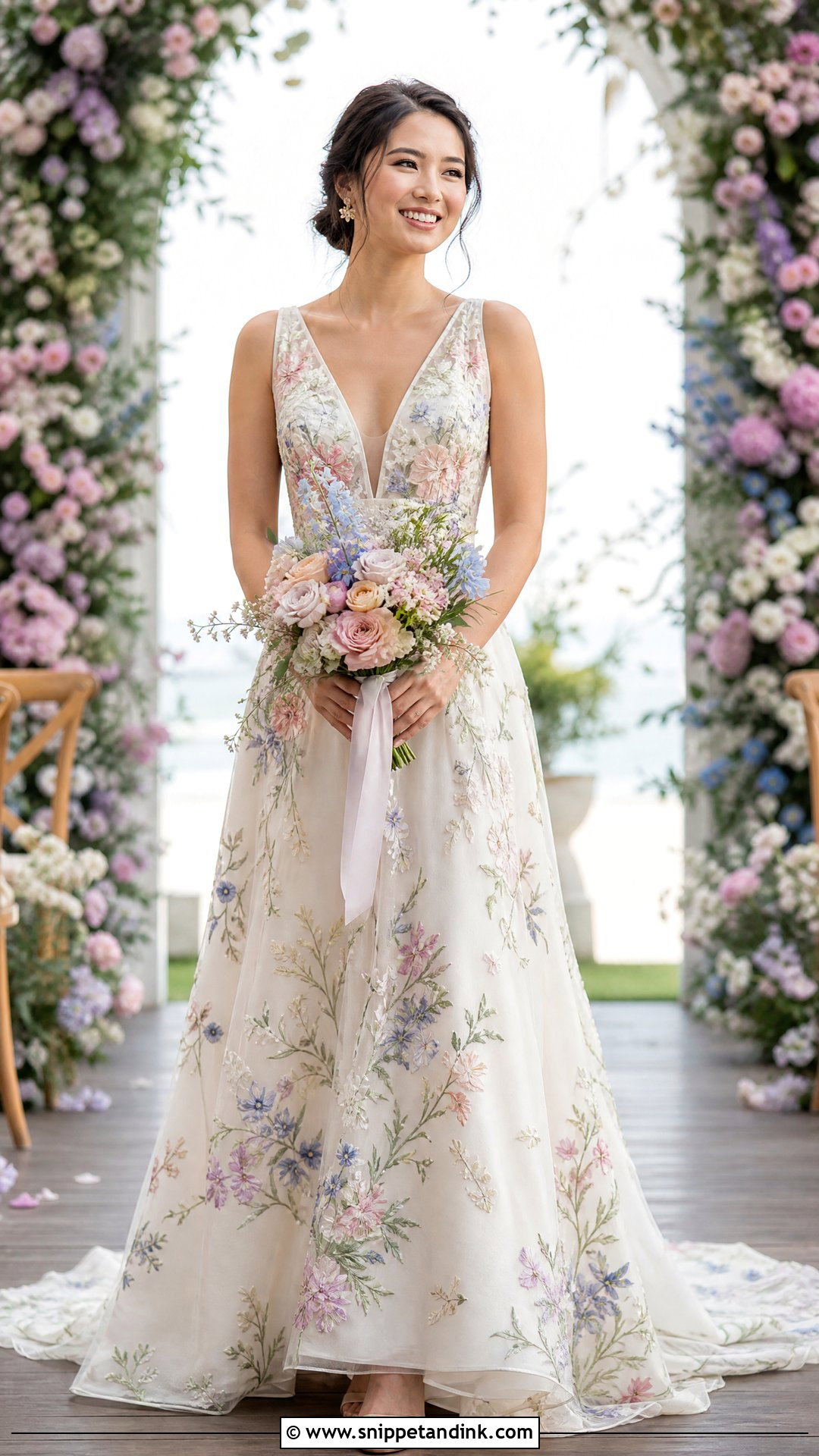 Floral Wedding Dress With Colorful Embroidery - Snippet and Ink - 25 Floral Wedding Dresses