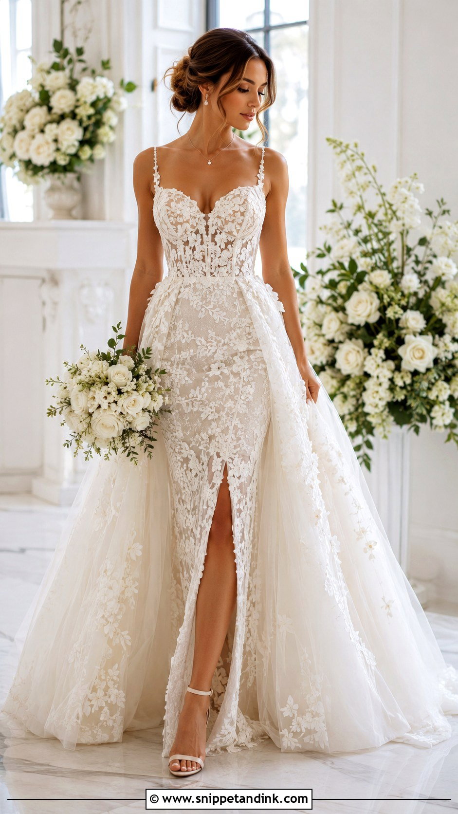Floral Wedding Dress With Detachable Skirt - Snippet and Ink - 25 Wedding Dresses with Flowers