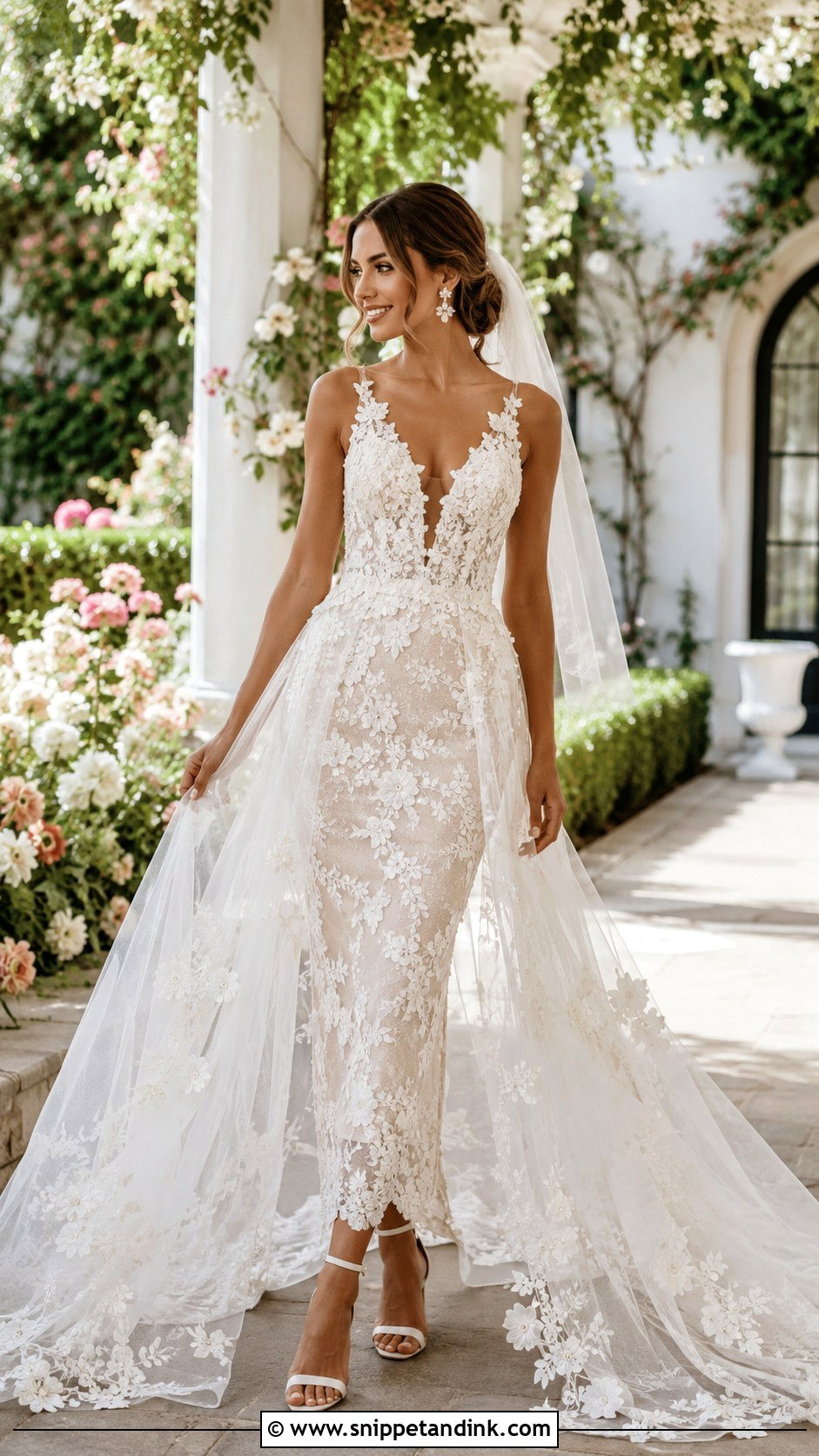 Floral Wedding Dress With Detachable Skirt - Snippet and Ink - 20 Wedding Dresses with Detachable Skirt