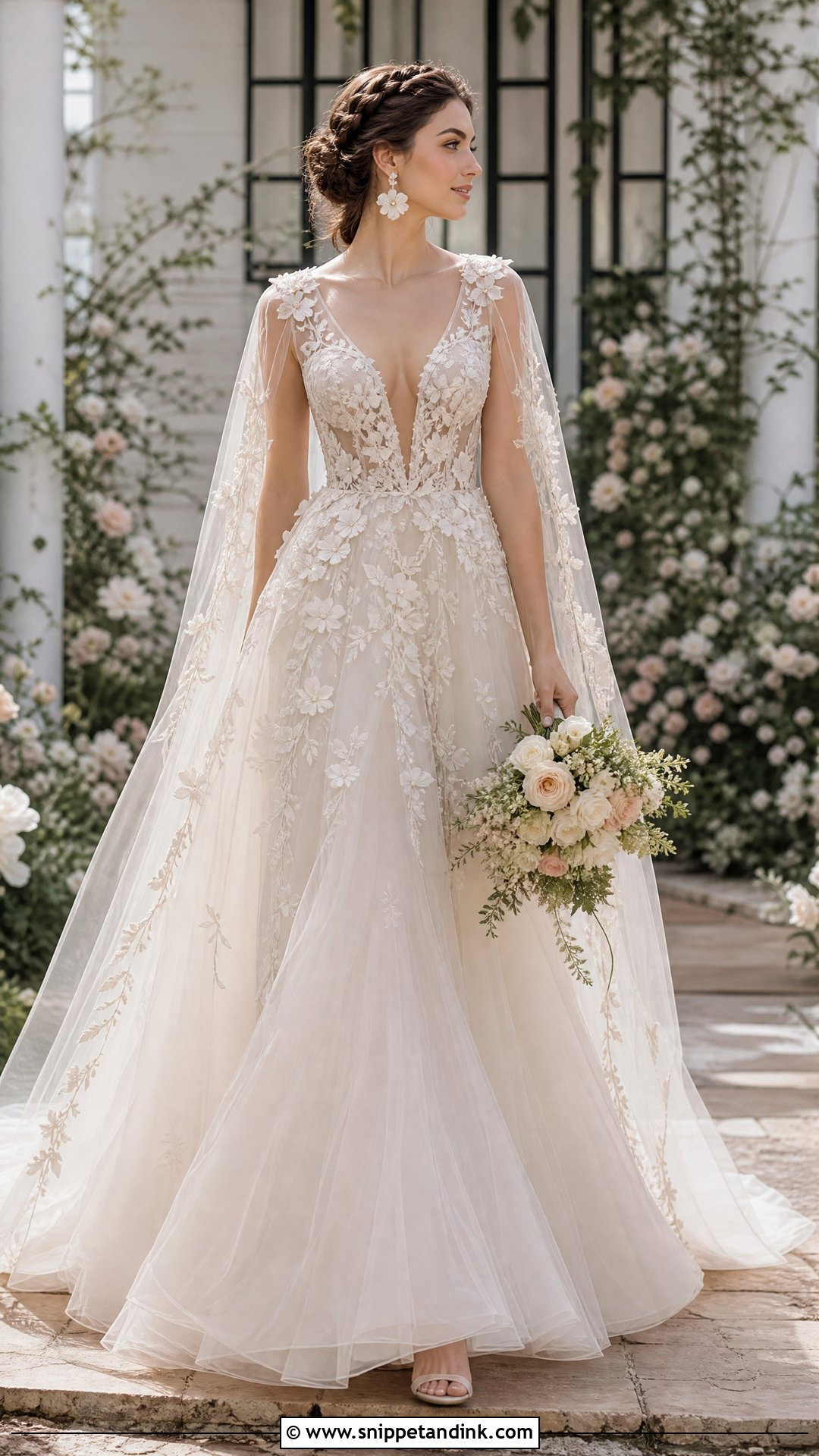 Floral Wedding Dress With Embroidered Wings - Snippet and Ink - 20 Wedding Dress with Wings Ideas