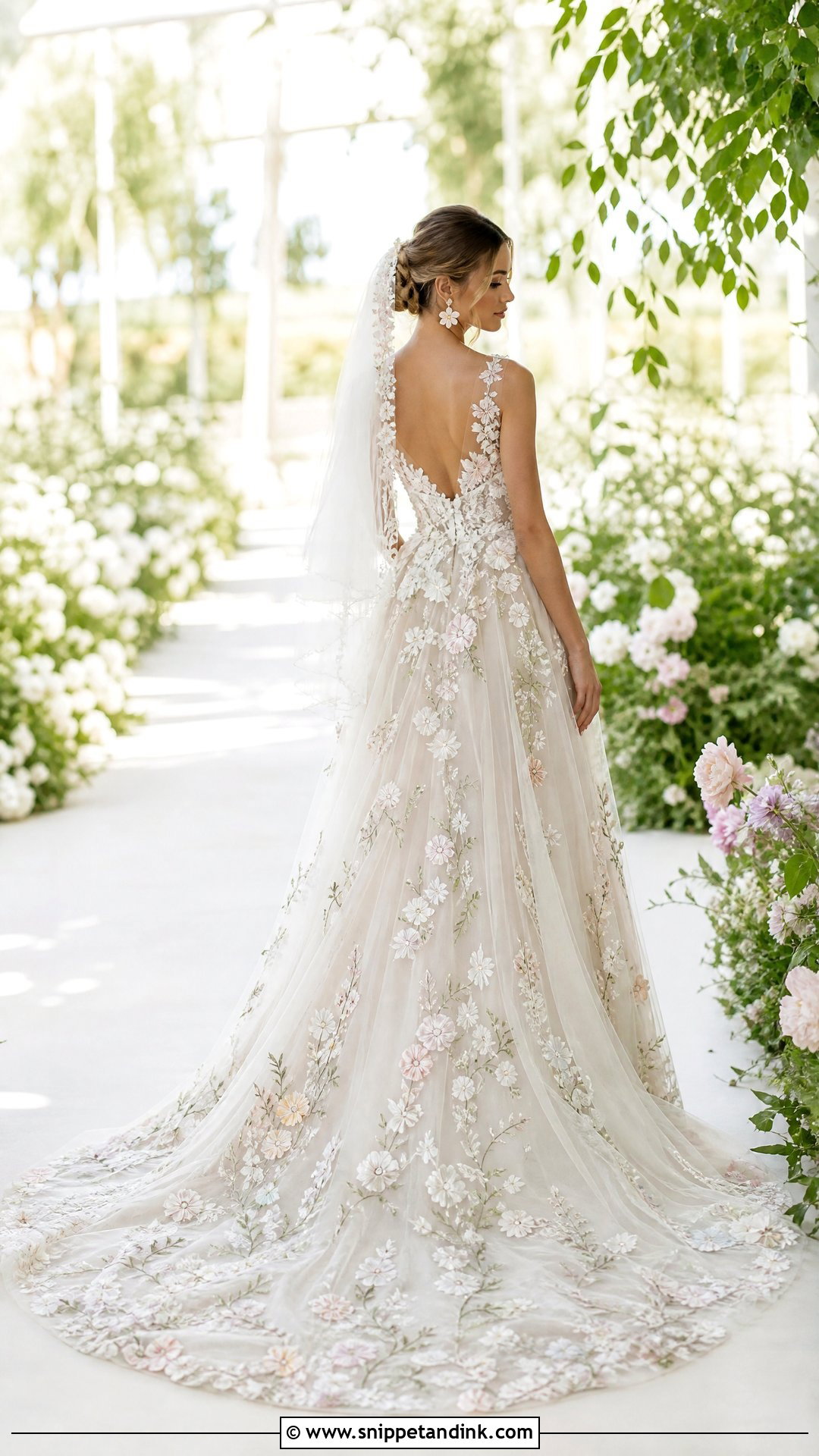 Floral Wedding Dress With Garden Train - Snippet and Ink - 25 Wedding Dress with Train Ideas