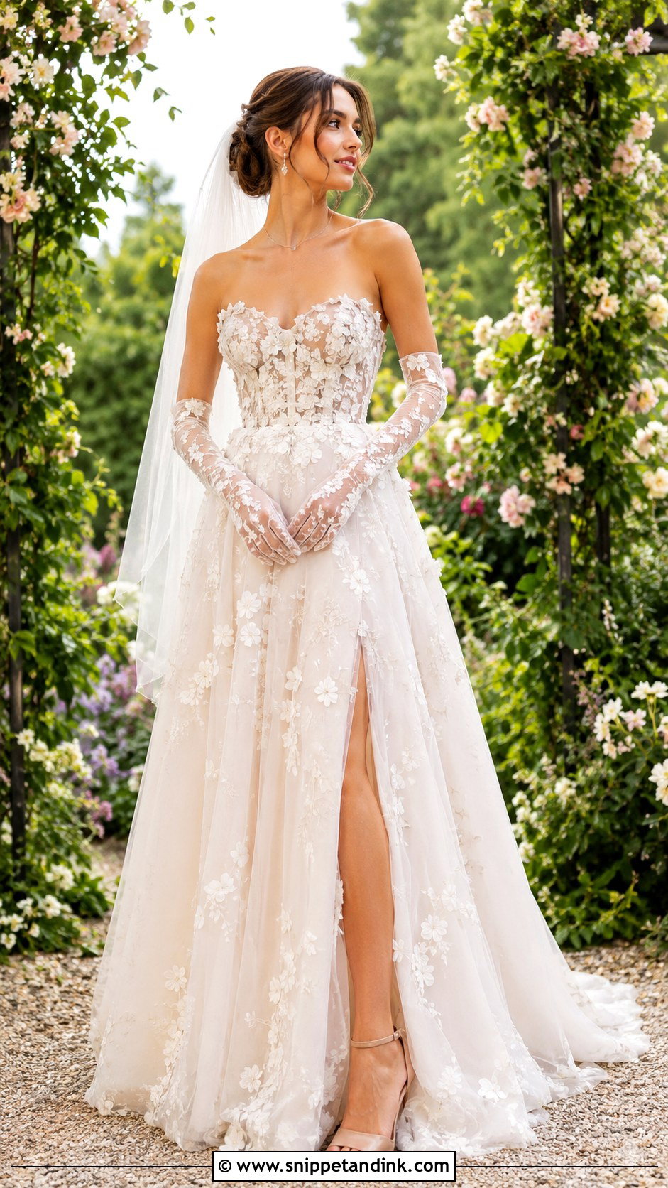 Floral Wedding Dress With Gloves - Snippet and Ink - 25 Wedding Dresses with Gloves