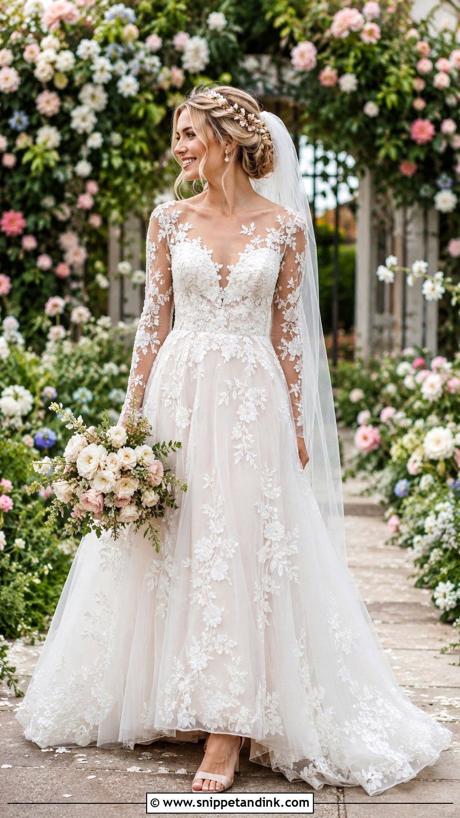 Floral Wedding Dress With Long Sleeves - Snippet and Ink - 25 Wedding Dress with Long Sleeves