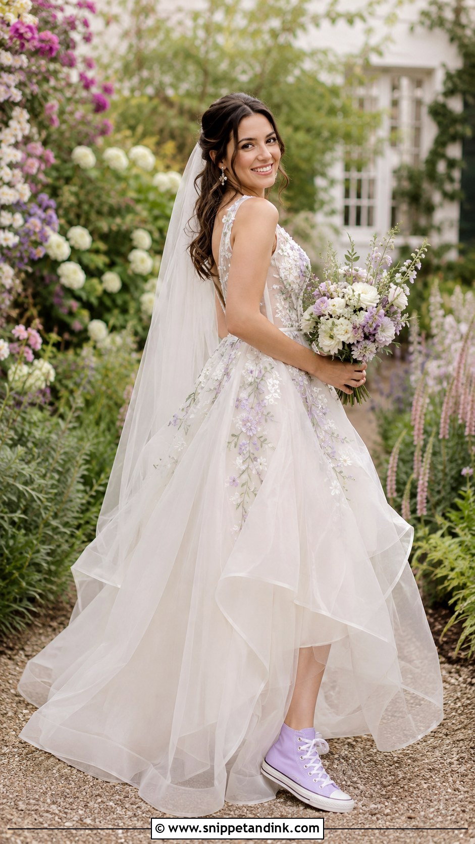 Floral Wedding Dress With Pastel Converse - Snippet and Ink - 20 Wedding Dress with Converse Ideas