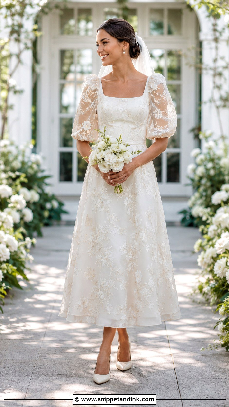 Floral Wedding Dress With Puff Sleeves - Snippet and Ink - 20 Flower Wedding Dresses
