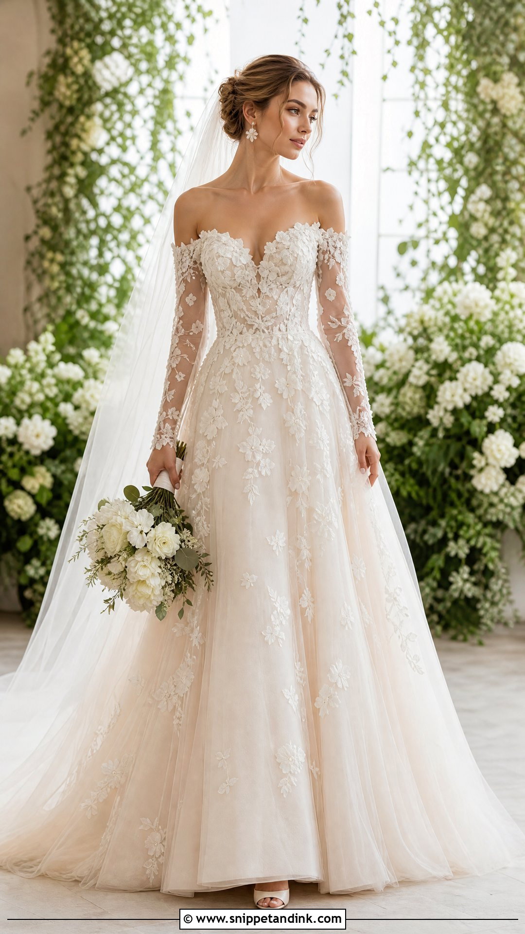 Floral Wedding Dress With Removable Sheer Sleeves - Snippet and Ink - 20 Wedding Dress with Removable Sleeves
