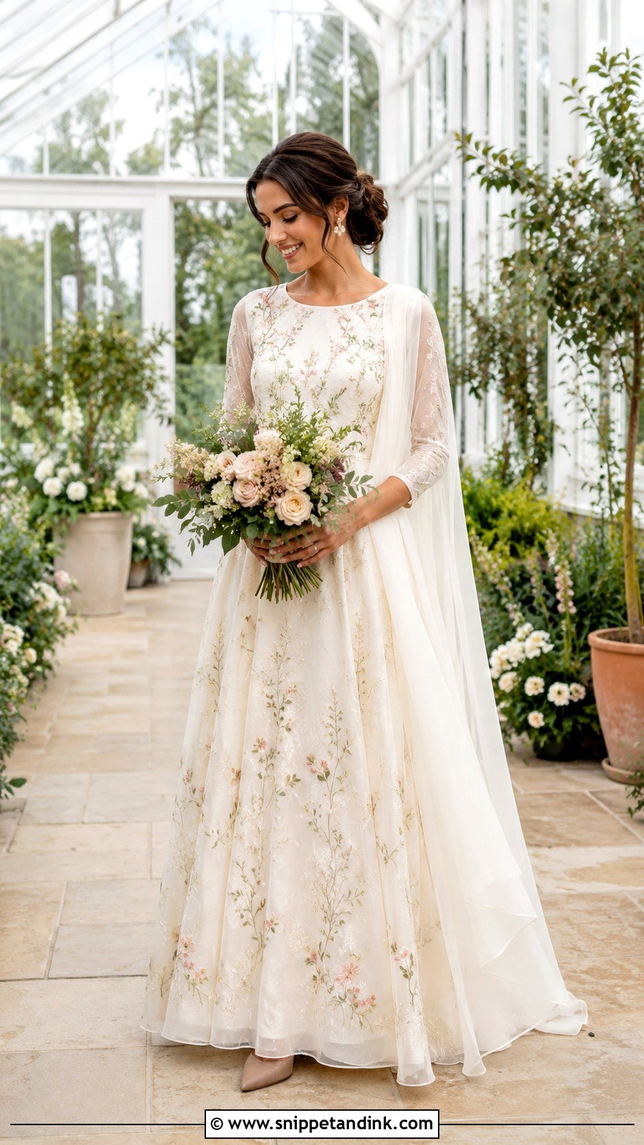 Floral Wedding Dress With Scarf - Snippet and Ink - 20 Wedding Dresses with Scarf