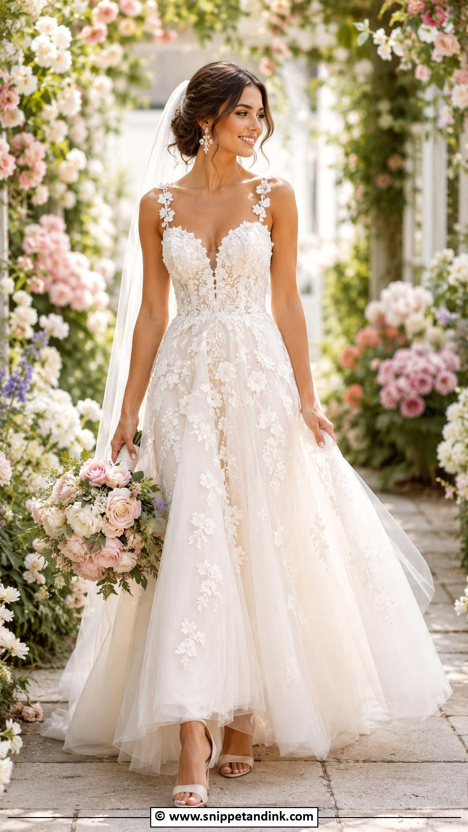 Floral Wedding Dress With Straps - Snippet and Ink - 25 Wedding Dresses with Straps