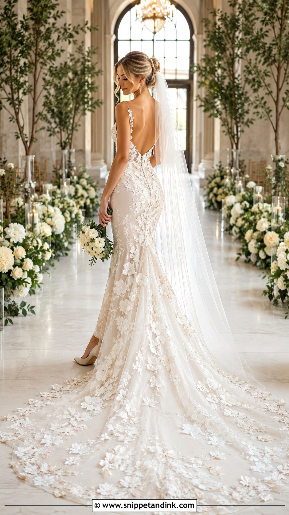 Floral Wedding Dress With Train - Snippet and Ink - 20 Flower Wedding Dresses