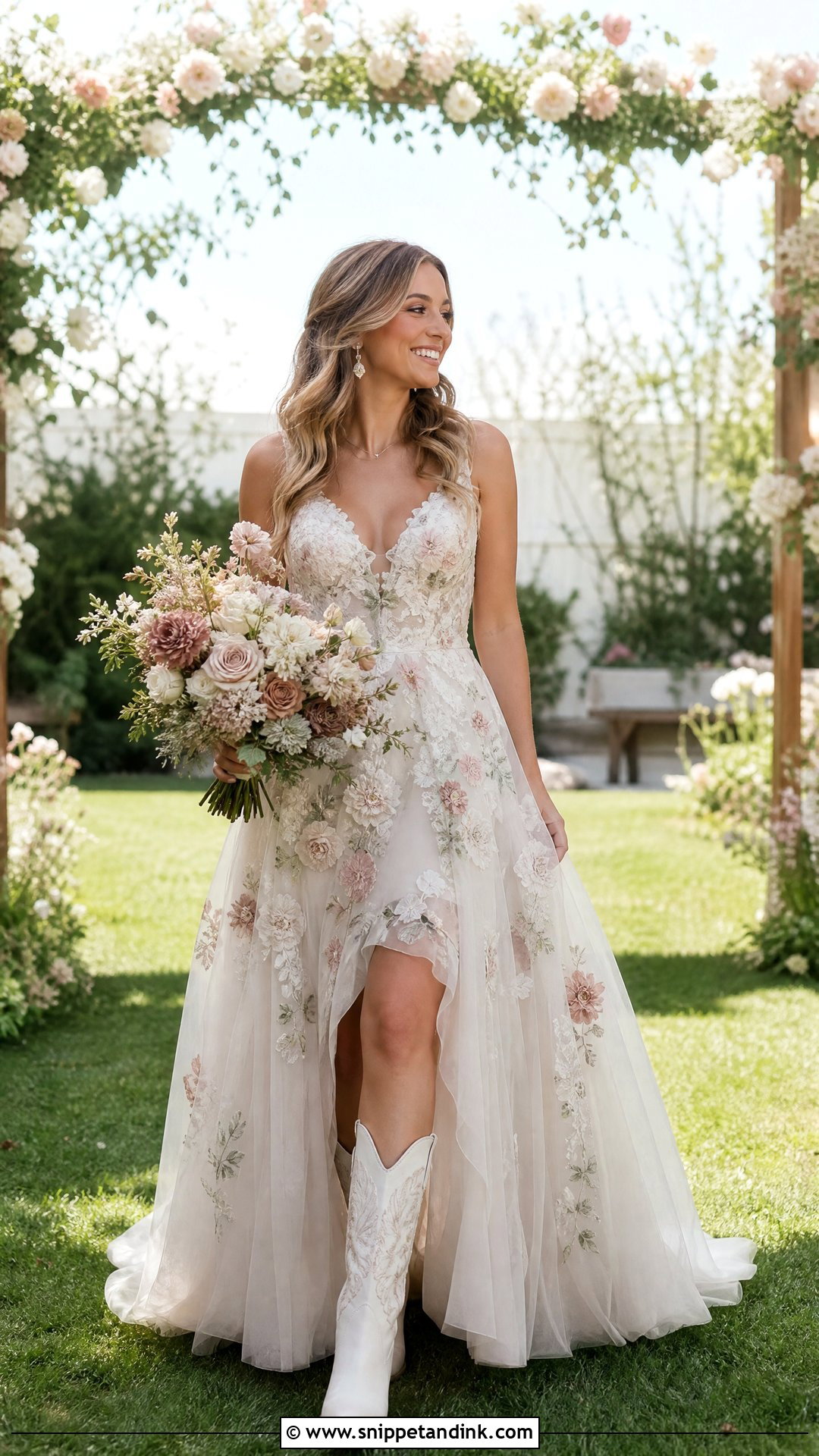 Floral Wedding Dress With White Boots - Snippet and Ink - 25 Wedding Dress with Boots Ideas