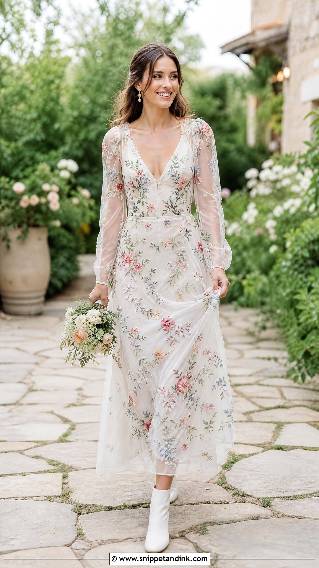 Floral Wedding Dress With White Boots - Snippet and Ink - 25 Quirky Wedding Dress Ideas
