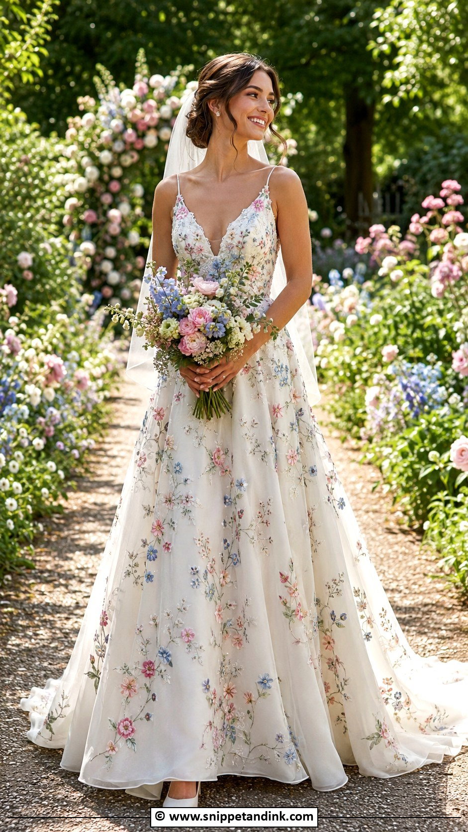 Floral Wedding Dress - Snippet and Ink - 25 Color Wedding Dress Ideas