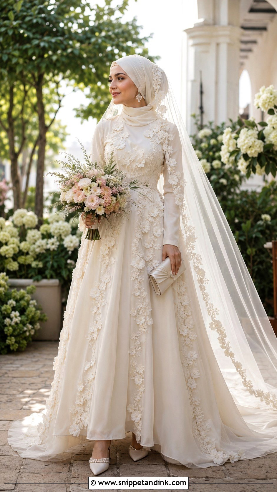 Floral Wedding Hijab Outfit - Snippet and Ink - 20 Hijab in Wedding Ideas