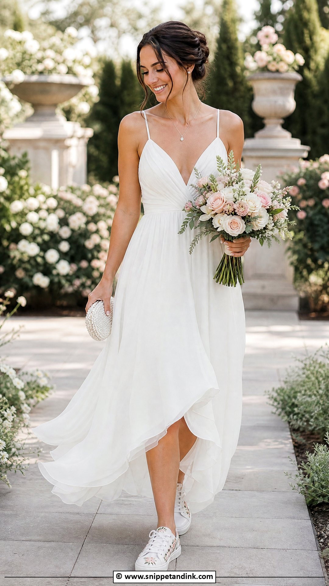 Floral Wedding Sneakers With Garden Dress - Snippet and Ink - 30 Wedding Sneakers Ideas