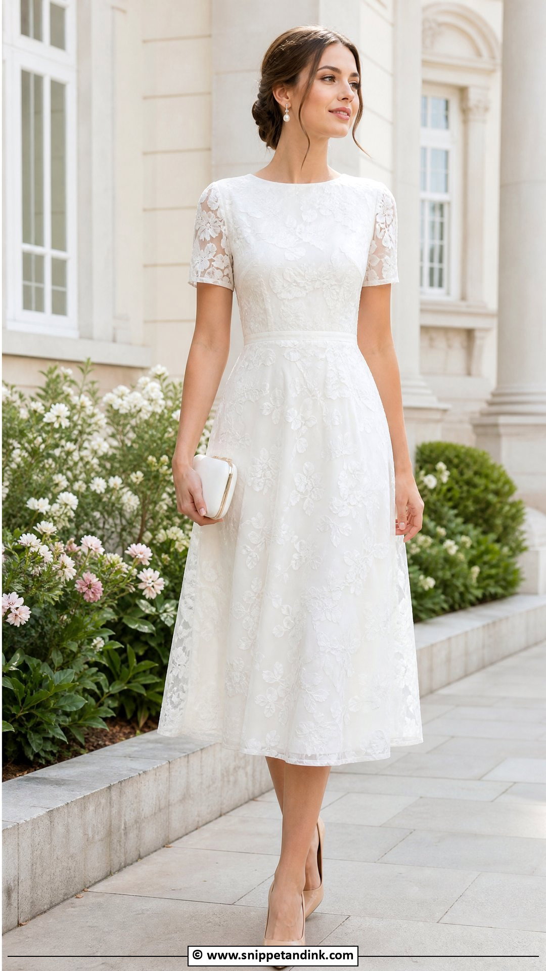 Floral White Civil Wedding Dress - Snippet and Ink - 35 Civil Wedding Dresses