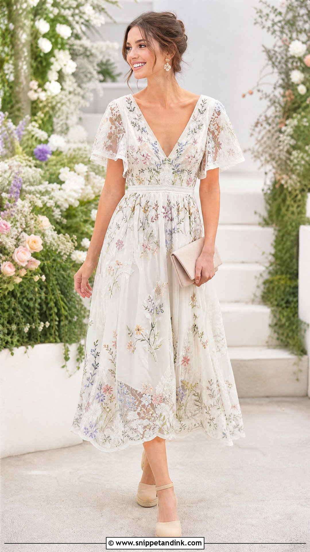 Floral White Wedding Dress With Espadrilles - Snippet and Ink - 20 Simple Casual Wedding Dress Ideas
