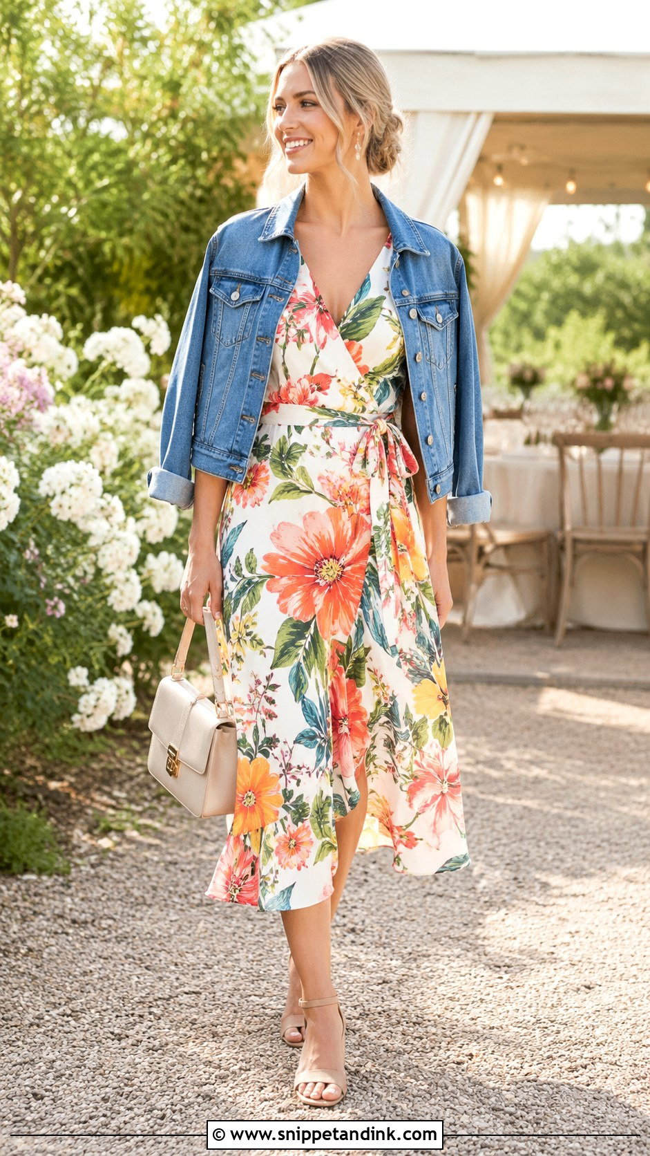 Floral Wrap Dress Hen Night Outfit - Snippet and Ink - 20 Hen Night Outfit Ideas