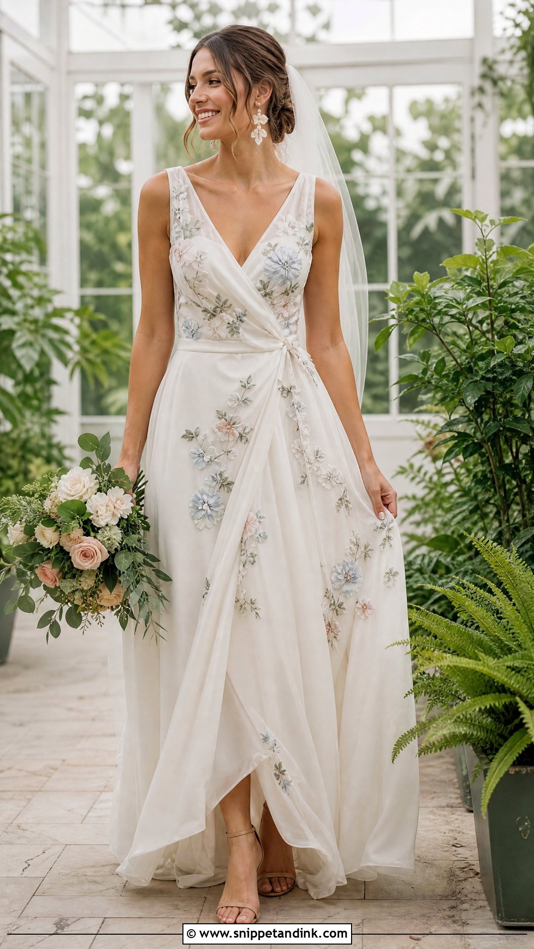 Floral Wrap Wedding Dress - Snippet and Ink - 20 Wrap Wedding Dress Ideas