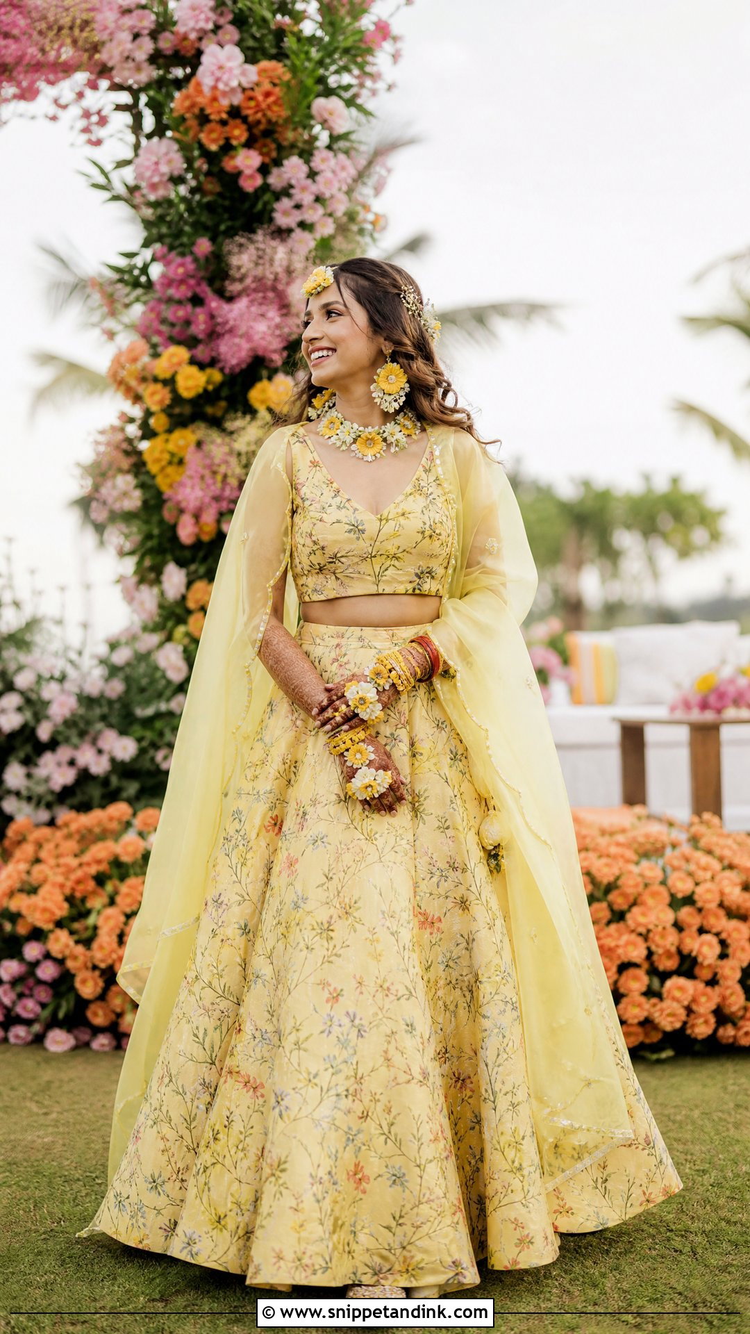 Floral Yellow Lehenga for Haldi Function - Snippet and Ink - 25 Dress for Haldi Function Indian Weddings Ideas
