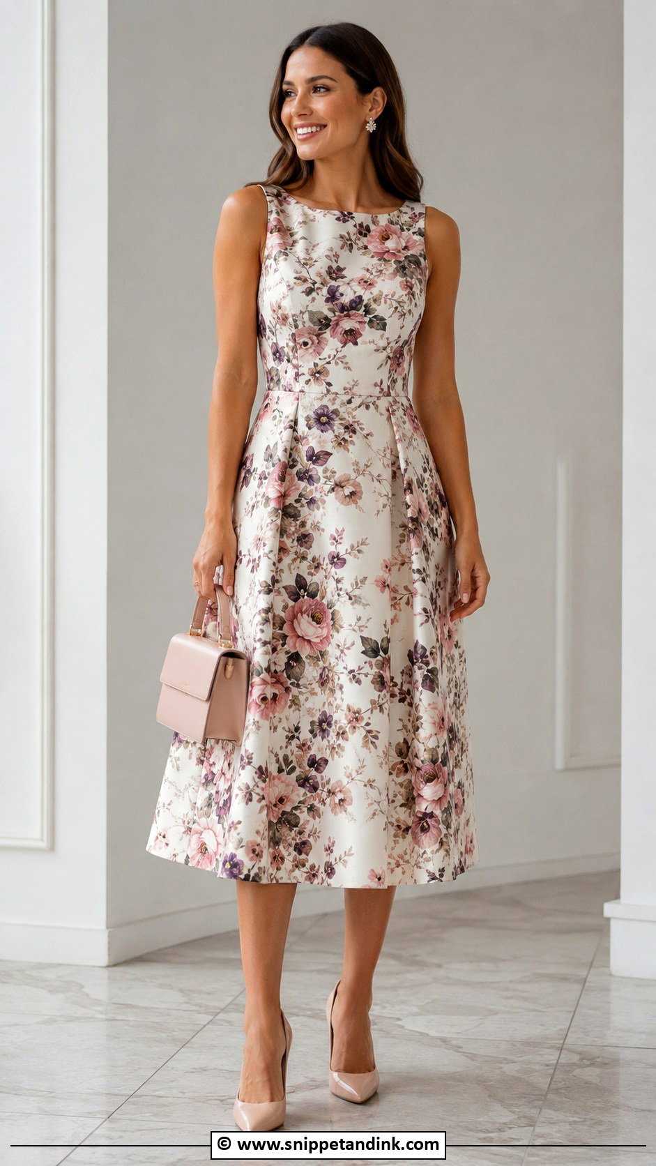 Flower Material A Line Gown With Pointed Heels - Snippet and Ink - 30 Flower Material Gown Styles