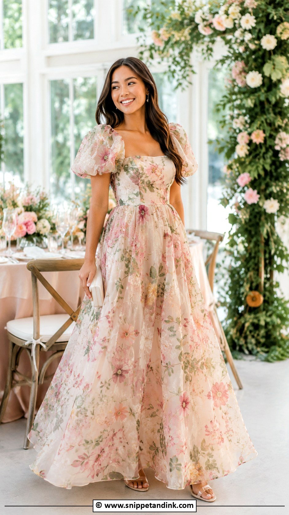 Flower Material Organza Gown With Minimal Clutch - Snippet and Ink - 30 Flower Material Gown Styles