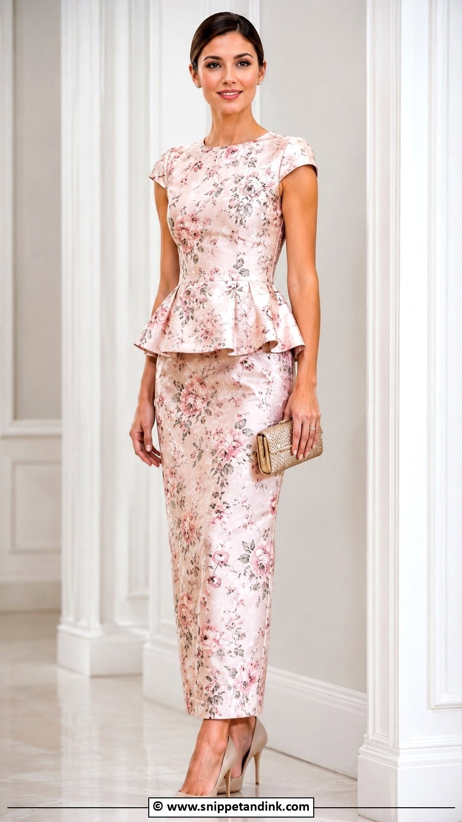 Flower Material Peplum Gown With Court Shoes - Snippet and Ink - 30 Flower Material Gown Styles