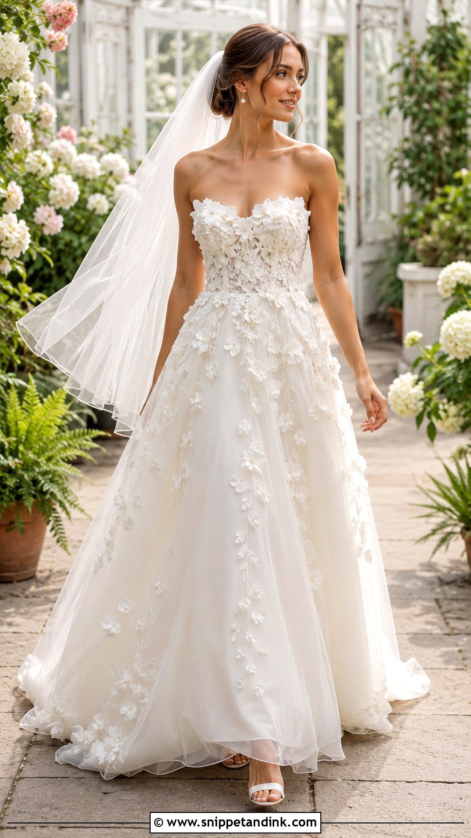 Flowing 3D Floral Organza Wedding Dress - Snippet and Ink - 20 Flowing Wedding Dress Ideas