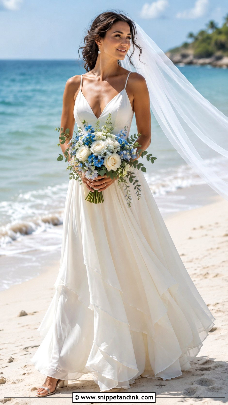 Flowing Chiffon Ocean Wedding Dress - Snippet and Ink - 20 Ocean Wedding Dress Ideas