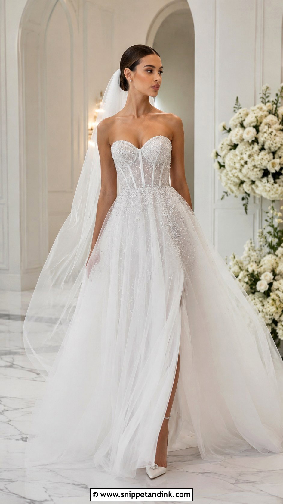 Flowing Corset Tulle Wedding Dress - Snippet and Ink - 20 Flowing Wedding Dress Ideas