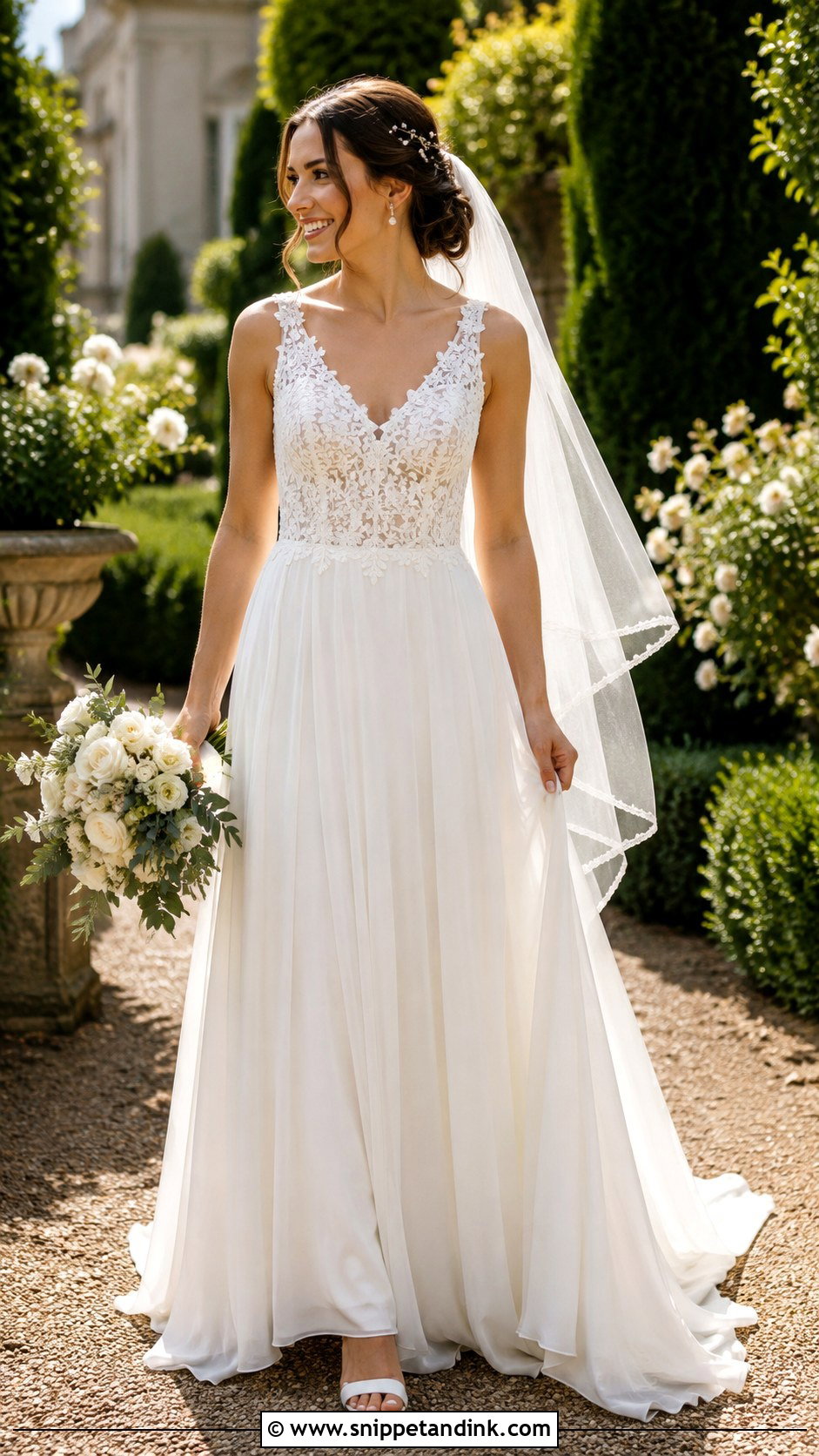 Flowing Lace A Line Wedding Dress - Snippet and Ink - 20 Flowing Wedding Dress Ideas