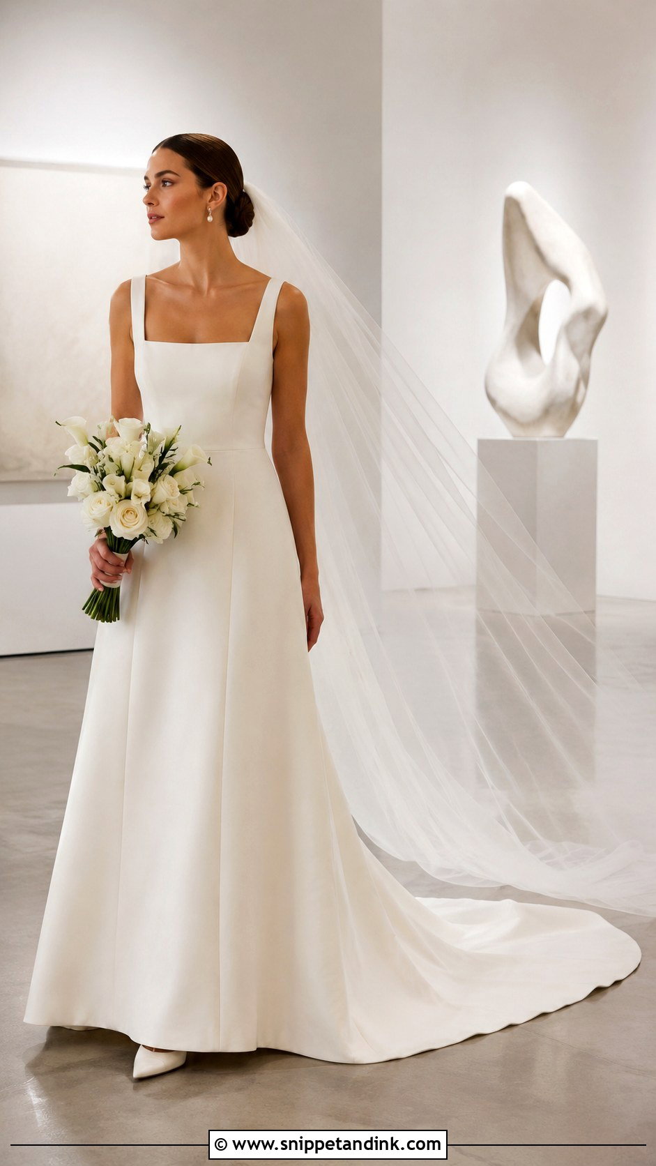 Flowing Minimalist Crepe Wedding Dress - Snippet and Ink - 20 Flowing Wedding Dress Ideas