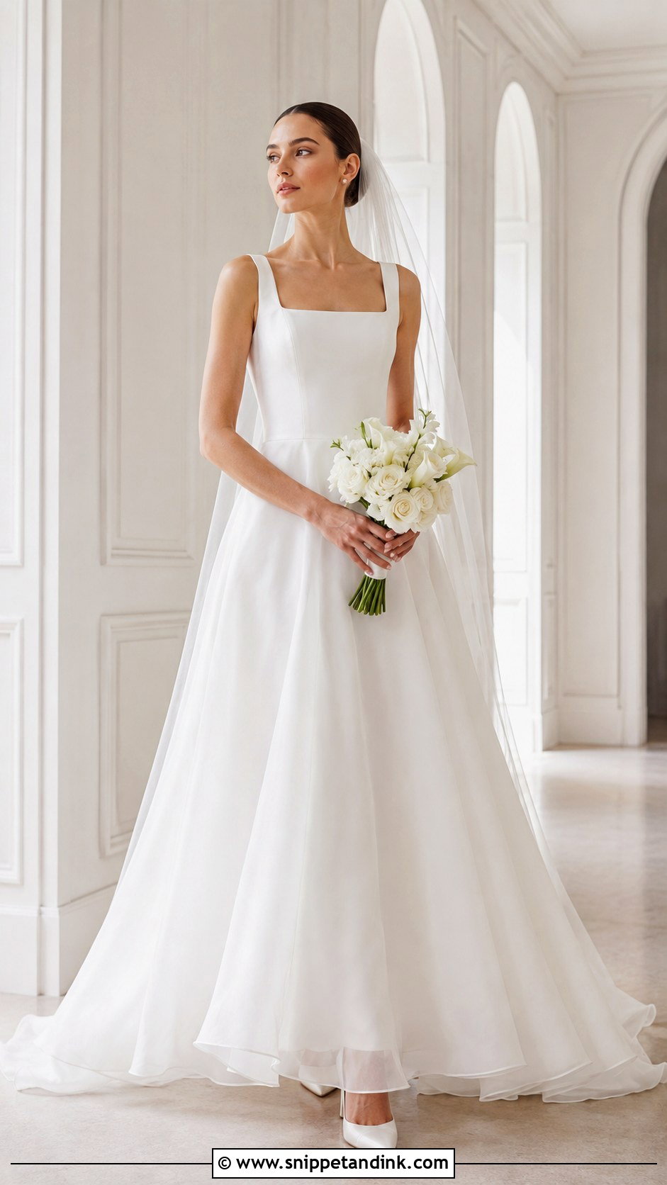 Flowing Square Neck Organza Wedding Dress - Snippet and Ink - 20 Flowing Wedding Dress Ideas
