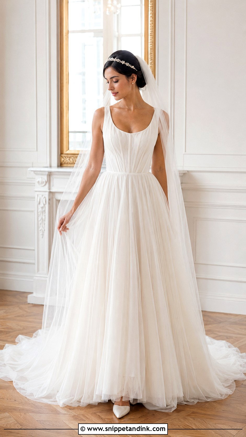 Flowing Tulle A Line Wedding Dress - Snippet and Ink - 20 Flowing Wedding Dress Ideas
