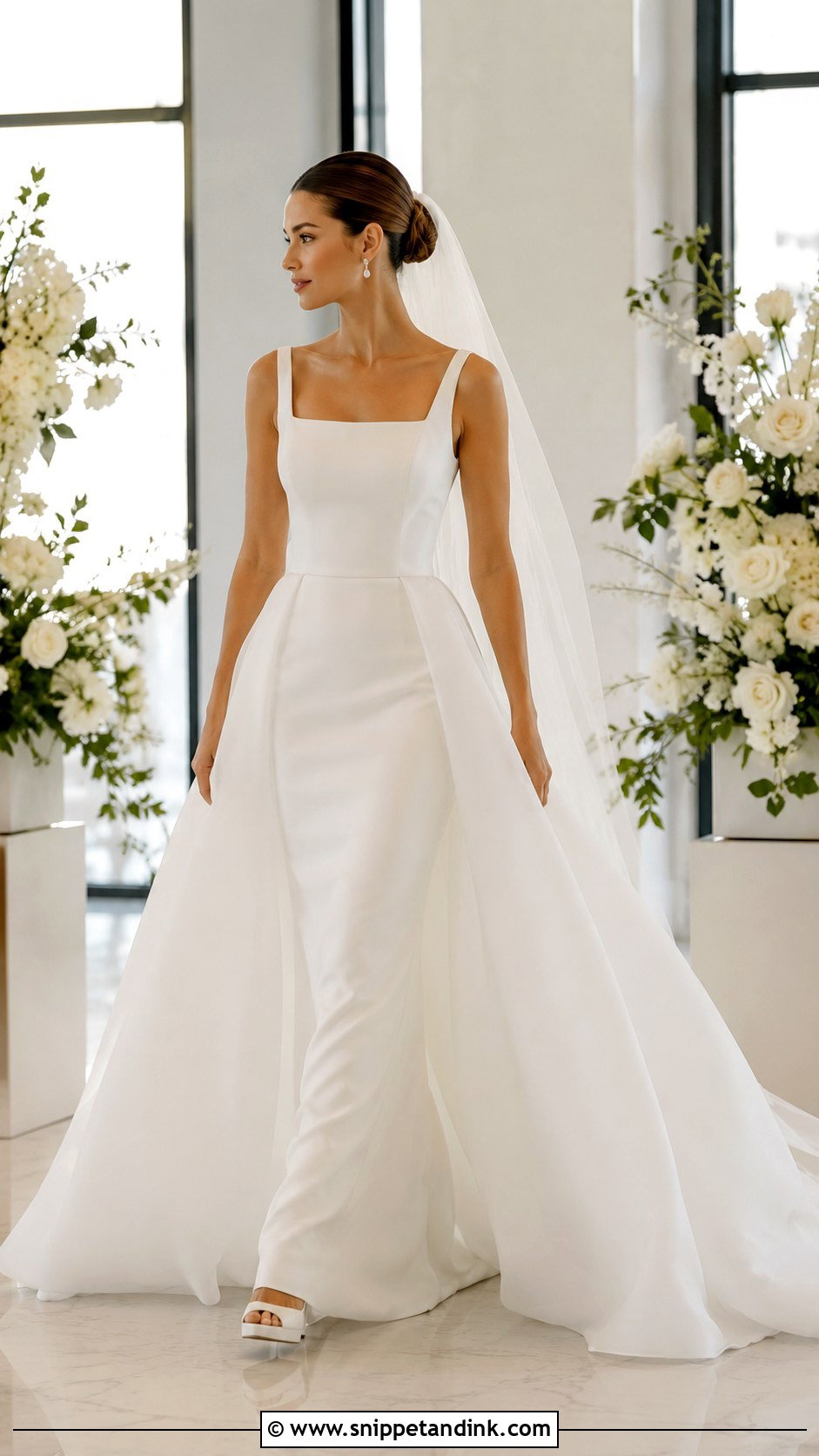 Flowing Wedding Dress With Detachable Overskirt - Snippet and Ink - 20 Flowing Wedding Dress Ideas