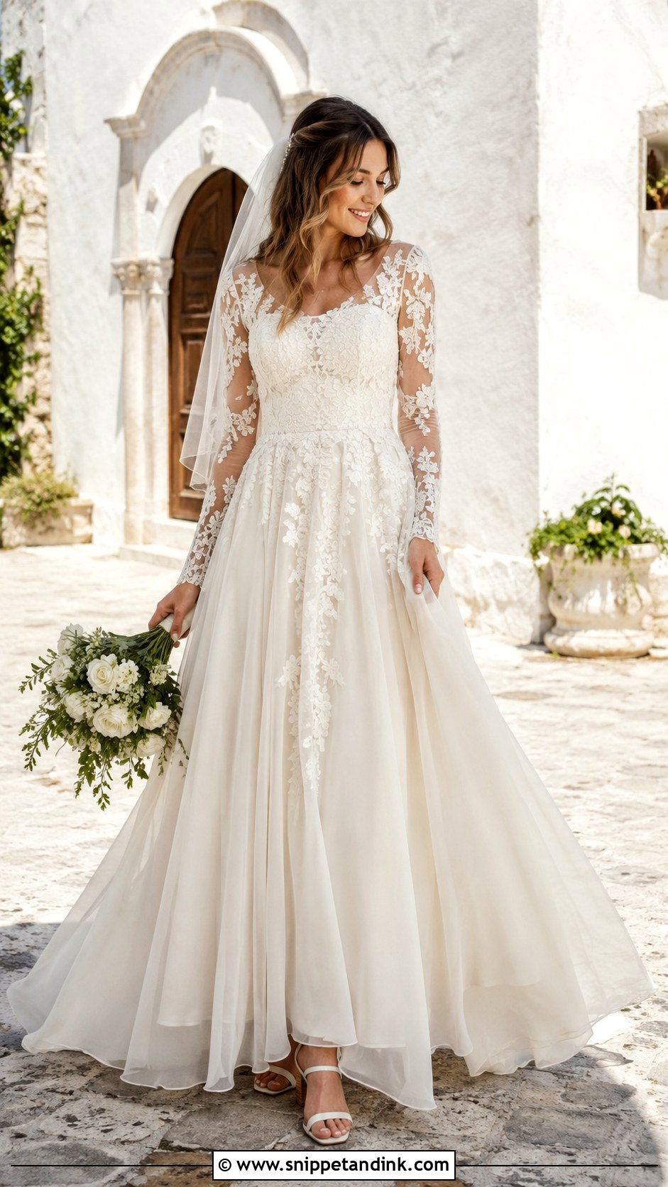 Flowy A Line Wedding Dress - Snippet and Ink - 25 Vintage 70s Wedding Dress Ideas
