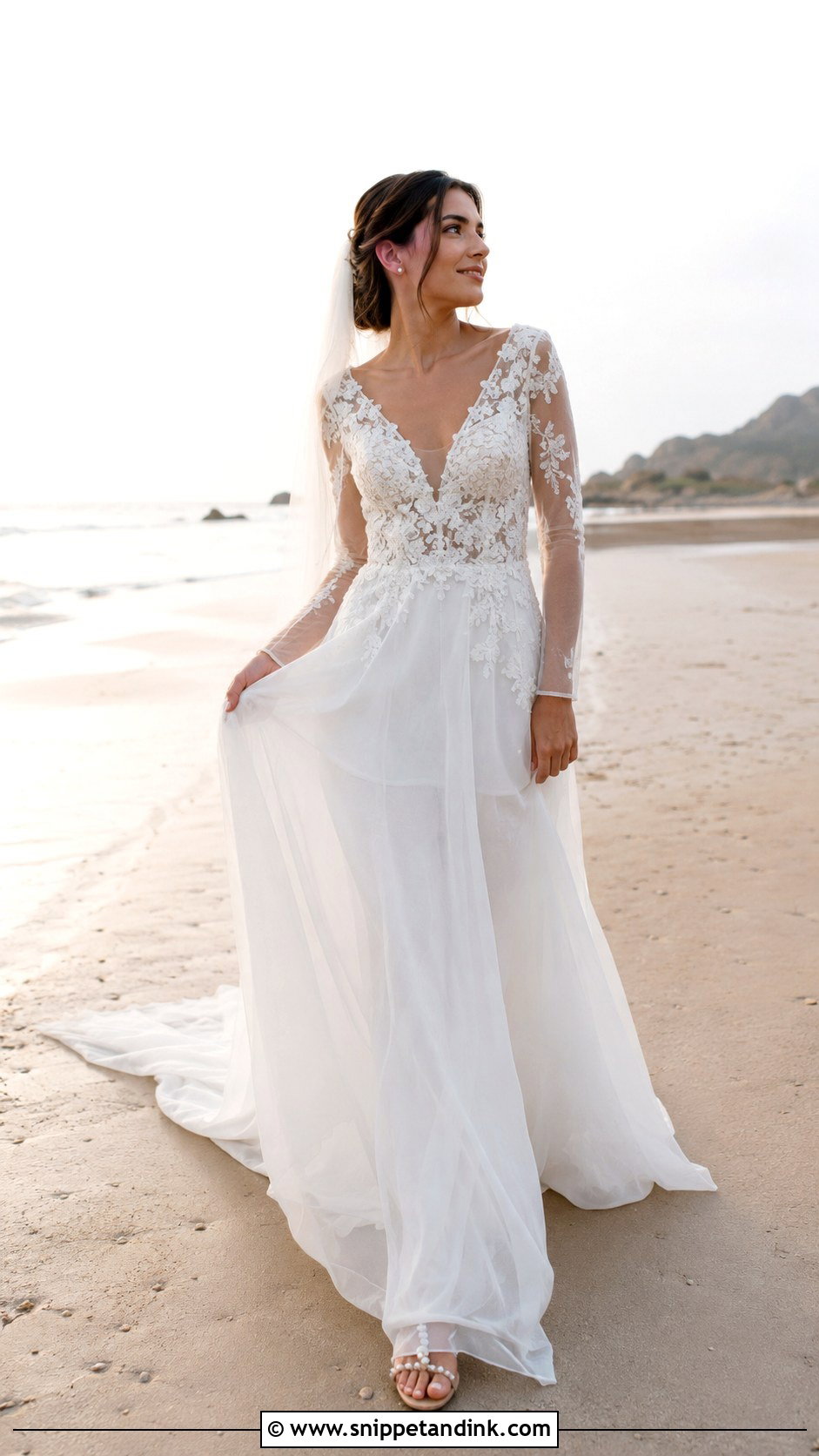 Flowy Beach Wedding Dress With Sheer Sleeves - Snippet and Ink - 20 Flowy Wedding Dress with Sleeves