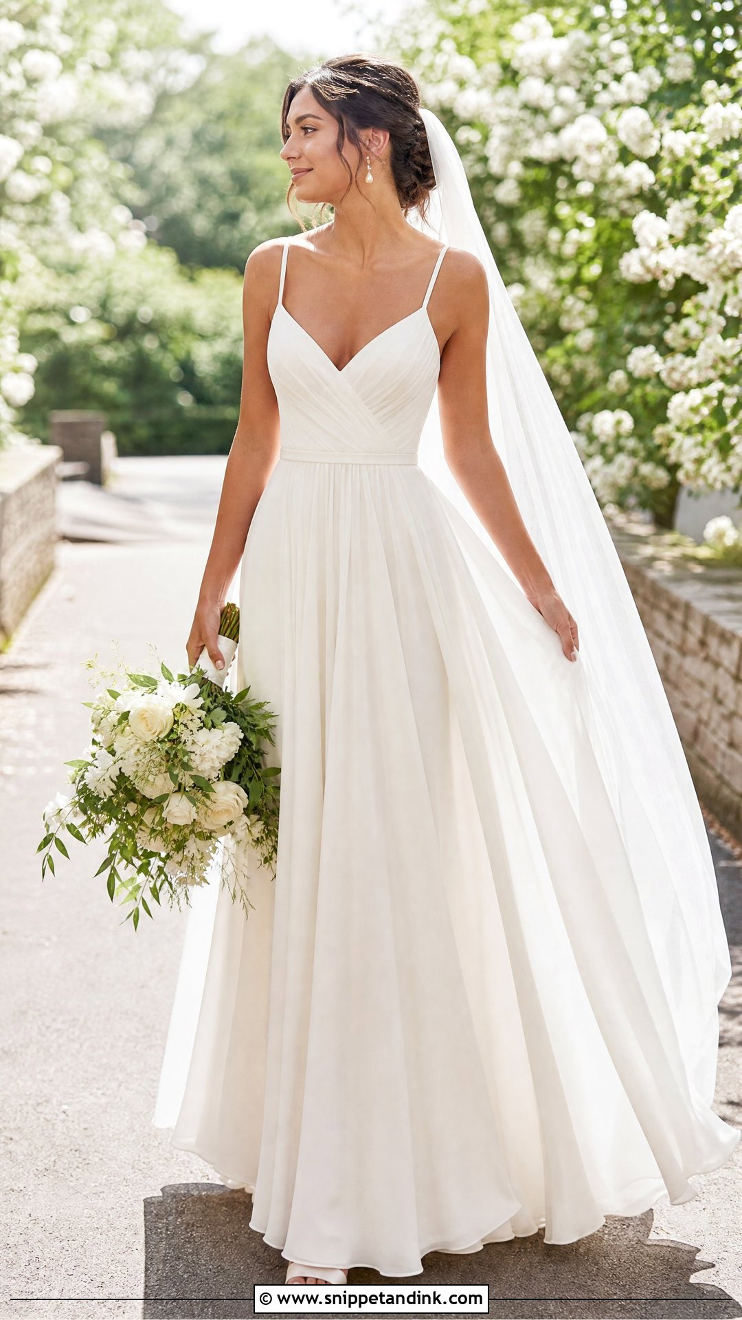 Flowy Chiffon A Line Wedding Dress - Snippet and Ink - 25 Flowy Wedding Dress Whimsical Ideas