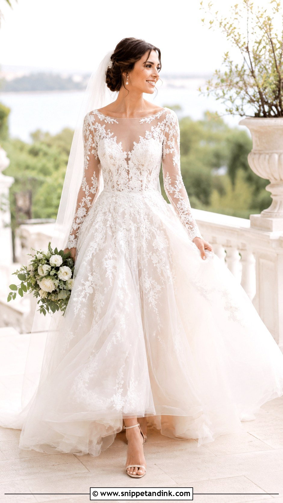 Flowy Lace Wedding Dress With Sleeves - Snippet and Ink - 25 Flowy Wedding Dresses