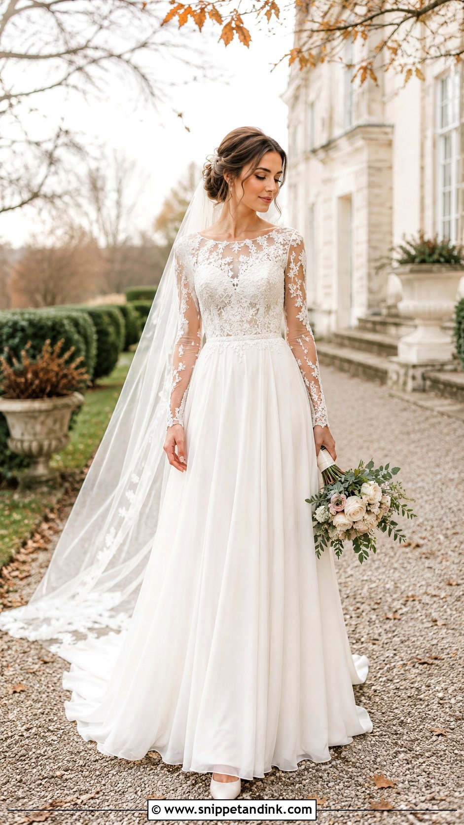Flowy Long Sleeve Wedding Dress - Snippet and Ink - 25 Flowy Wedding Dresses