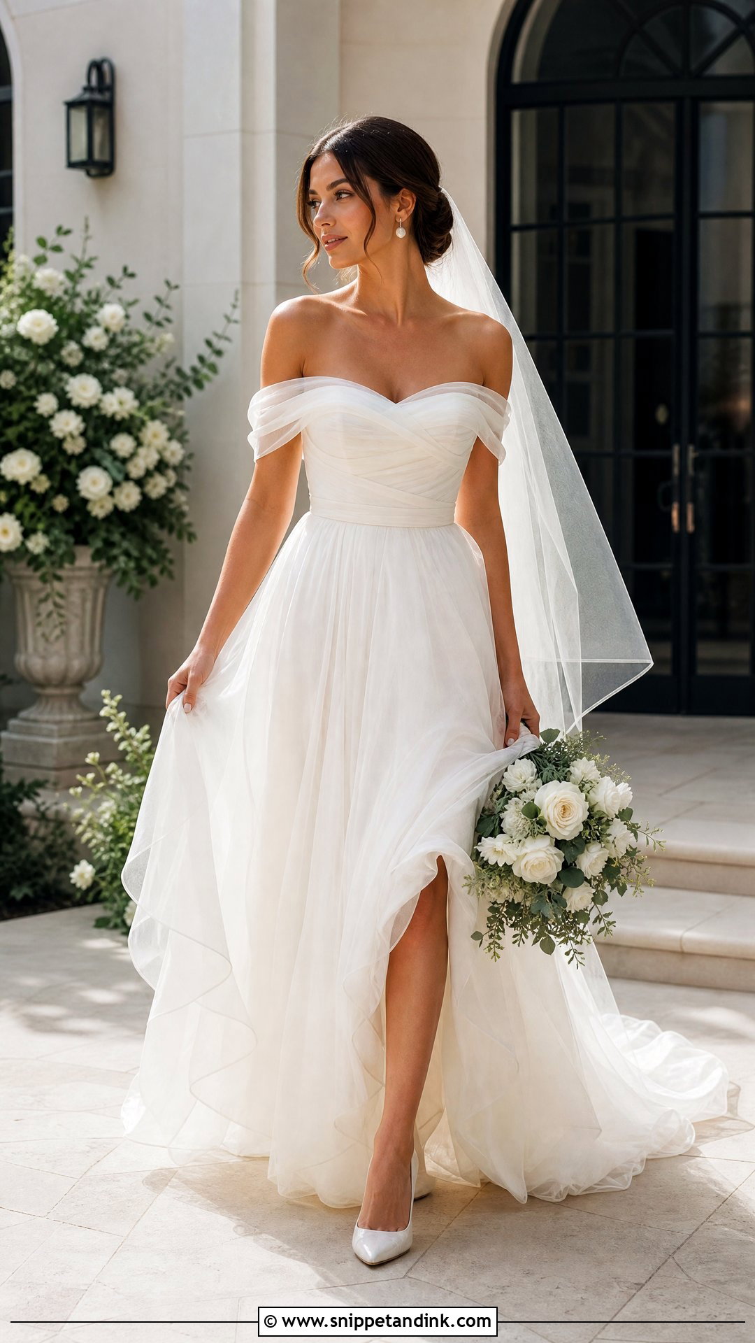 Flowy Off Shoulder Wedding Dress - Snippet and Ink - 25 Flowy Wedding Dress Whimsical Ideas