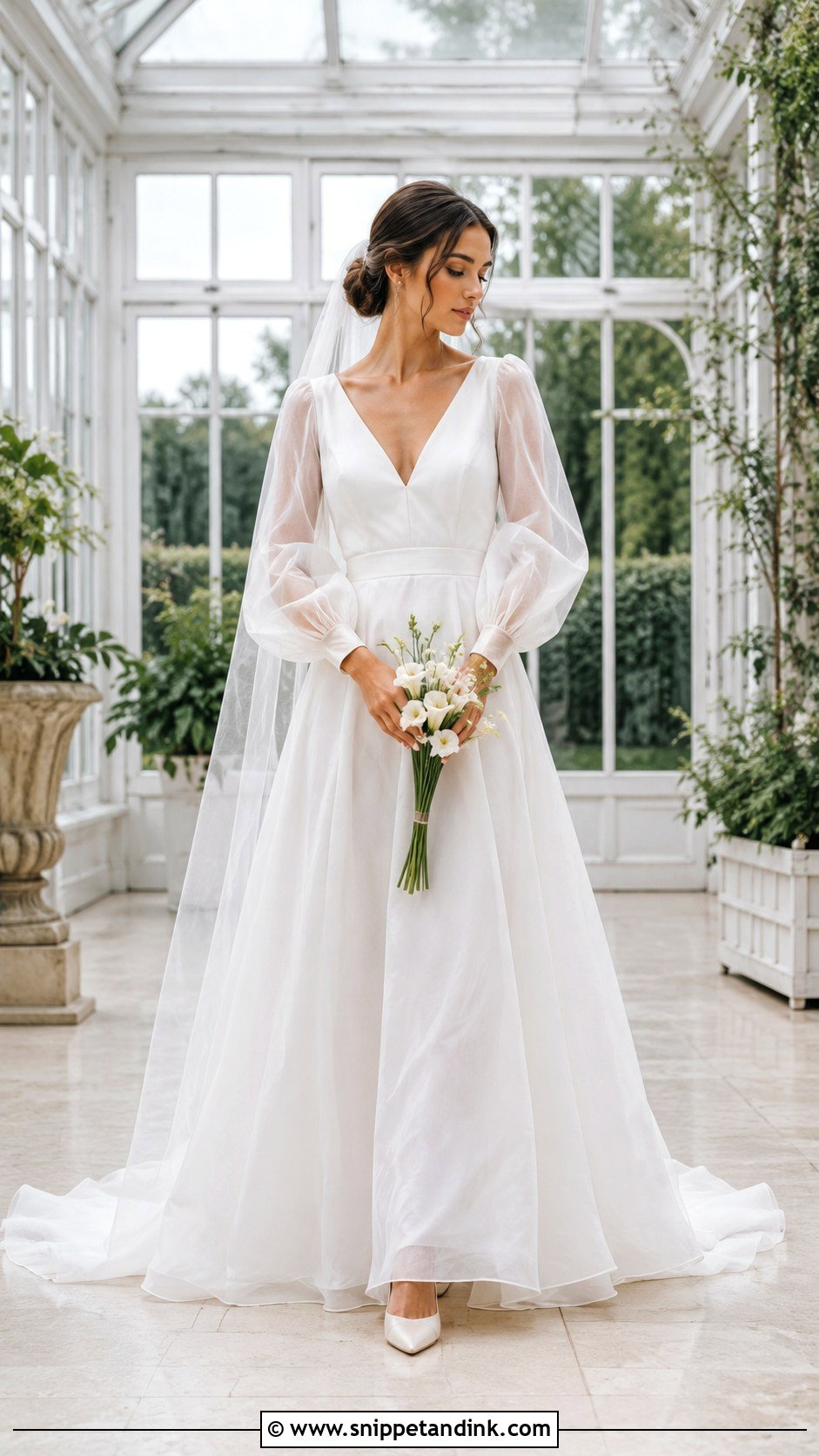 Flowy Organza Wedding Dress With Balloon Sleeves - Snippet and Ink - 20 Flowy Wedding Dress with Sleeves