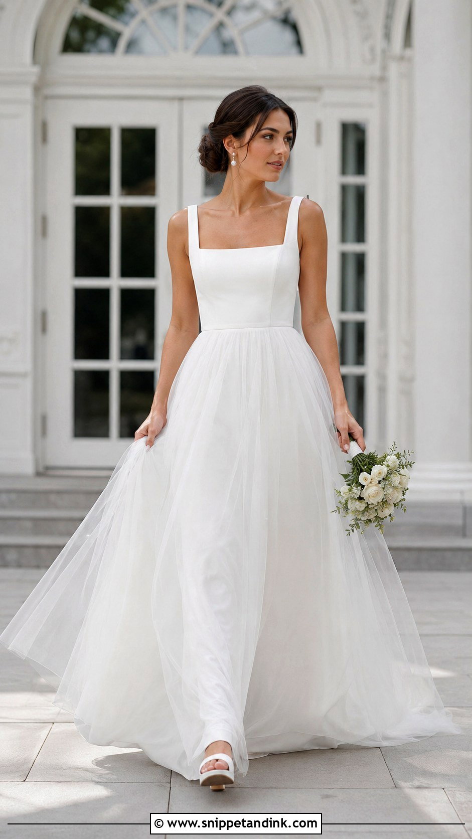 Flowy Square Neck Wedding Dress - Snippet and Ink - 25 Flowy Wedding Dresses