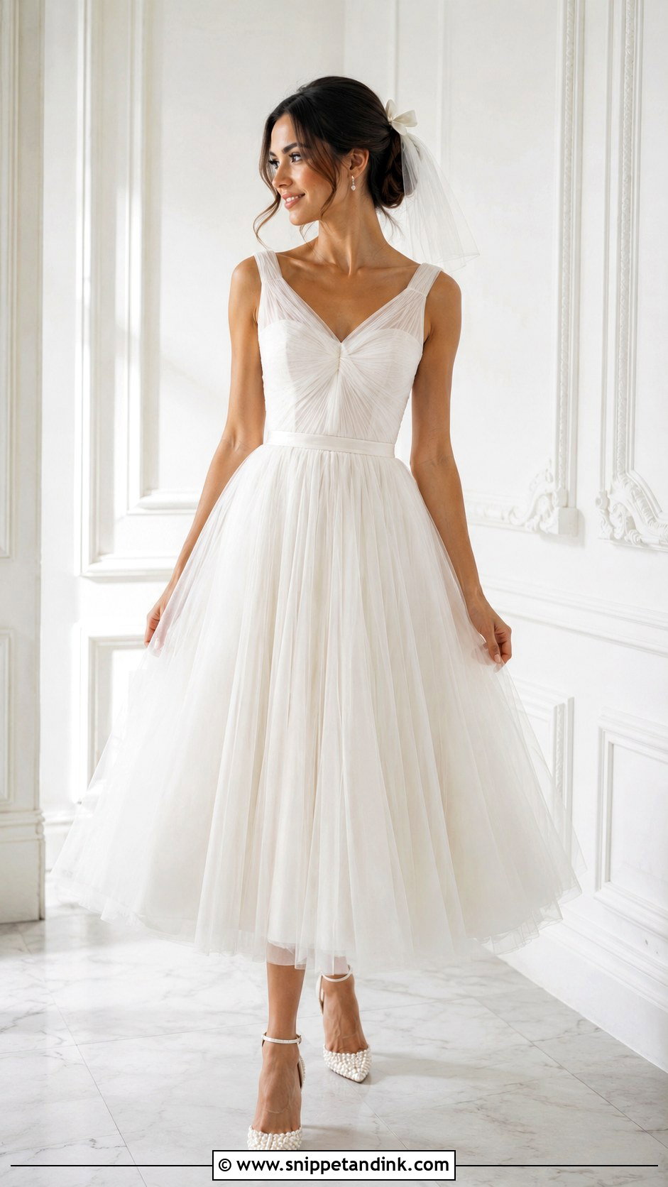 Flowy Tea Length Wedding Dress - Snippet and Ink - 25 Flowy Wedding Dresses